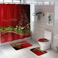 Merry Božićne tuširane zavjese za kupatilo Xmas tuš za zavjese, neklizajući kupatilo, poklopac toaleta,
