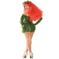 Nevevnen otrovni negativni kostim za žene Halloween prerušiti se lažni listovi sjajno sekfin mini haljina