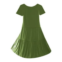 Royallove Summer haljina Ženska kratki rukav V-izrez elastična haljina za struku Ljetne ženske koljena, dužina koljena