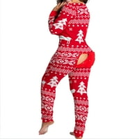 Abtel Ladies Romper Dugim rukavima Kombicentni kuglični padžami Žene Slim Fit Holiday Wearwearwer Snowflake XL
