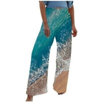 Oalirro šarene ispise za žene Dressy High Squik plave joge hlače za žene XL