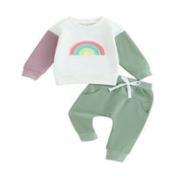 0-3Y Toddler Boy Jesenska odjeća Rainbow vez uzorak dugih rukava hlače hlače