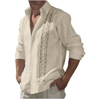 Borni Muška majica, Košulje s dugim rukavima za muškarce, tiskane patchwork majice Ležerne prilikom na daljinu na plaži za odmor na plaži Cardigan Majica bluza