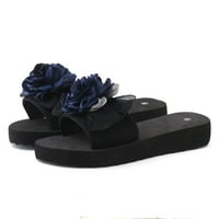 DMQupv Ženske sandale s niskim klinom dame Otvori nožni papuče Cvijeće boemske sandale Ležerne cipele