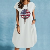 Žene 4. srpnja haljina američka haljina zastava zvijezde prugasta princeza ljetna haljina pamučna posteljina