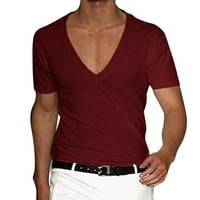Muške majice Muškarci Ljetne kratke rukave V izrez Čvrsti pulover Ležerne prilike za muškarce Majica