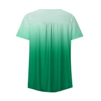 Qcmgmg ženske bluze casual Henley s kratkim rukavima s kratkim rukavima gumb prema dolje gradijent labavi fit t majice zelene s
