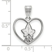 Sterling Silver RH-pobjavljen logotip Alpha PHI srčani privjesak; za odrasle i tinejdžere; Za žene i