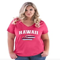 - Ženska majica plus veličine V-izrez - Havaii Flag