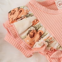 Letianing Newborn Baby Girl Proljeće Ljetna odjeća ruffle rukava cvjetna haljina sa padećim hladnjakom sa setom za bebe, ružičasta 0- meseci