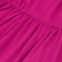 Ženske haljine Solid moda bez rukava A-line Halter Ljetna haljina vruće ružičaste XL