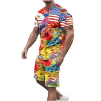 Dahyich Muška podudarna set Outfit Casual Neevidence Day Američka zastava Ispiši odmor Plaža Ljetni