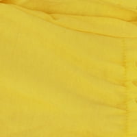 HAITE Women dugačka haljina od punog boja sa rukavima bez rukava Maxi haljine plaža Putovanje V izrez Žuta m