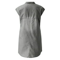 Ženske oblače Solid srednje dužine A-line kratkih rukava Ležerne prilike V-izrez Summer Dress Grey XL