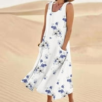Ženska ljetna haljina na plaži Ležerne prilike Floral Maxi Haljine Flowy Arhuffle Boho duge haljine sa džepovima