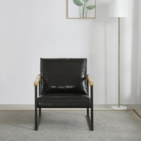 Highsound kožna akcentna stolica, metalni okvir okvira, tapacirani jednostruki kauč za dnevni boravak,