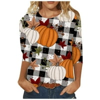 Tkinga modna odjeća za Halloween za žene bundeve printom rukav na vrhu Ljetnog pada kraljevske majice bluza đumbir 2xl