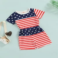 TODDLER Baby Boys 4. jula odijelo za majicu kratkih rukava Striped kratke hlače Ljetna odjeća set