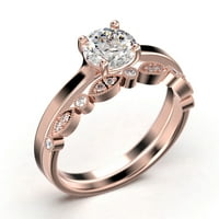 Spektakularno i ukrasno 1. Carat Round Cut Diamond Moissite Solitaire Angažman prsten, vjenčani prsten,