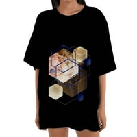Plus size Žene Ležerne prilike za geometrijsko ispis ramena T majice Labavi prevelirani redovni ugrađeni