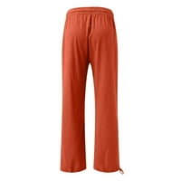Ljetna težina ženske hlače Elastične široke pantalone za noge za žene labave prikladne ženske pantalone visokog struka pamučne posteljine ženske sitne hlače sa džepovima narandžaste xl