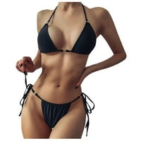 Ženski bikini set kružnog kopča za spajanje kupaći kostim crni halter zavoj odvojeni kupaći kostim