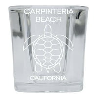 Carpinteria Beach California Suvenir Square Shot Glass Laser Etthed Dizajn kornjača