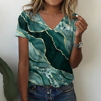 Ženski vrhovi kratkih rukava cvjetna bluza Casual Women Ljetni posadni majica Green XL