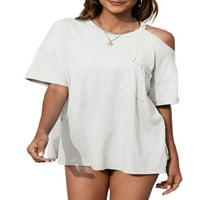 Niveer žensko hladno ramene ljetne casual majice s kratkim rukavima Bluze Bluze Baggy Beach Side Split
