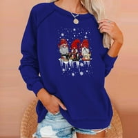 Ženski božićni vrhovi slatke tiskane majice dugih rukava pulover casual crewneck dukserica labavi udobni