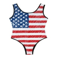 Žene Canrulo Jedan kupaći kupaći kostimi Američka zastava Komur s visokim nogama kupaći kostim 4. srpnja