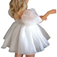Ženska haljina od lisnatog rukava princeza mini haljina kvadratna vrata Bubble rukave mreža rufff haljina