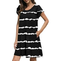 Žene Ljetne casual haljine za majice haljine modni floalni tiskani kratki rukav labav mini haljina