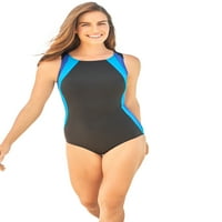 Kupaći kostimi za sve ženske plus veličine boja blokada jednodijelni kupaći kostim sa policama BRA Crni