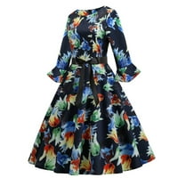Ljetne haljine za prodaju za žene za žene s dugim rukavima tisak cvjetni uzorak čipkaste haljine okrugli