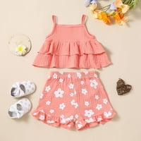 Baby Girl Outfits Djevojke bez rukava bez ramena ljeto Halter ruffles Top cvjetni šorc od odjeće odjeća