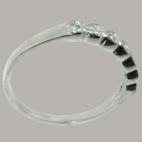 British napravio 18k bijelo zlatni kubični cirkoniji i prirodni akvamarinski ženski vječni prsten -