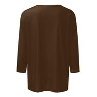 Qcmgmg Womens Dressing Bluze Top Labavi ženski rukav i bluze Solid Boja Slatke majice Košulje V vrat