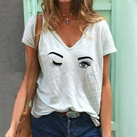 Penskaiy ženska ležerna majica s majicom V-izrez tiskani kratkih rukava s kratkim rukavima na vrhu rezervoara na prodaju workout xxl bijeli na prodaju