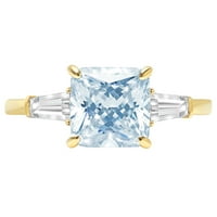 3.5ct Asscher rezan plavi simulirani dijamant 18k žuti zlatni godišnjički angažman kamena prstena veličine