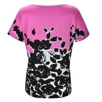 Ženske majice Ženski V izrez Rose Print Casual Top T Majica Ženske vrhove