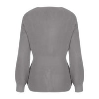 Dukseri za žensko odobrenje plus veličine Žene Ležerne prilike Soild pulover dugih rukava V-izrez bljesak