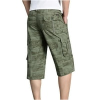 Muške casual Twill elastične gardere ispod koljena sa slobodnim motocima, više džepova Capri duge kratke hlače