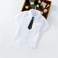 Čišćenje dječaka Školska uniformarska košulja kratkih rukava za majicu u obliku rukava, bijele veličine