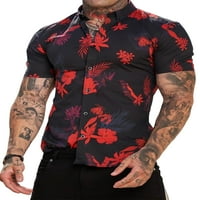 Niveer Muška majica Cvjetni print Tops rever izrez Majica Casual Ljetne komisije Bluza s kratkim rukavima Style I 4xL