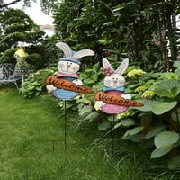 Rabbit Garden Loake Dekorativni udio u dvorištu, zec dekor metal dvorište umjetno dekor vanjski vrtni ukras za dvorište na baštima patima, 32,25 W 13 D 1 h