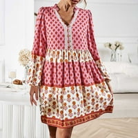 Lenago Formalne haljine za žene plus veličine Modni casual proljeće ljeto V-izrez s dugim rukavima od