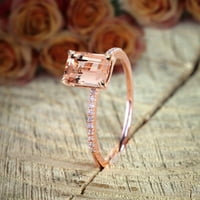 1. Carat breskve ružičasti morgatit i dijamantski moissan zaručnički prsten sa 18K zlatnim oblogom