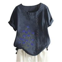Posteljine za žene, ženska casual bluza vrhovi Boho stil dugmeta pamučne posteljine majice Ljeto plus