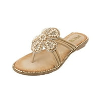 Luiyenes okrugli rhinestone Wedge Adride Sole Fashion Soft Toe ženske biserne cipele Sandale sandale